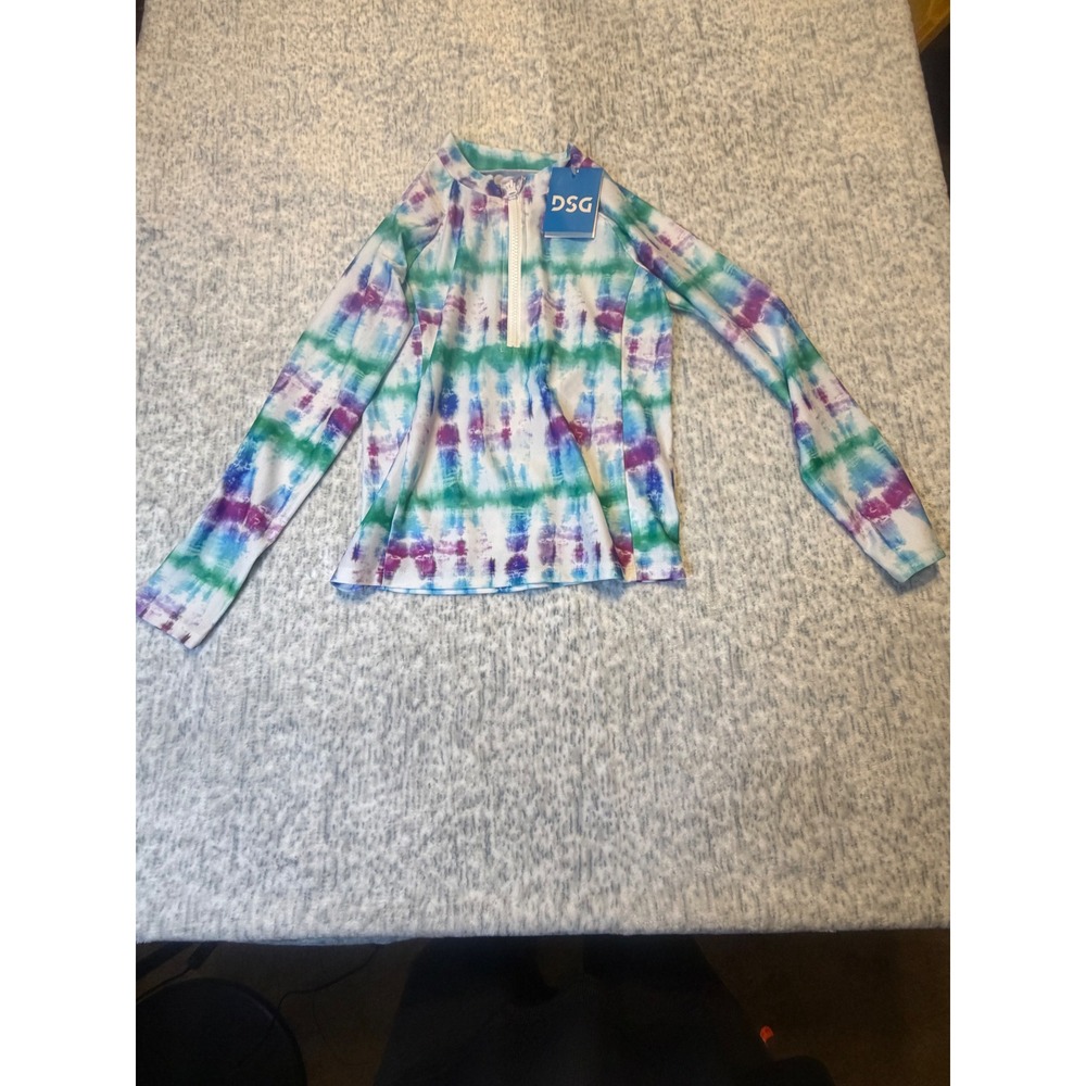 DSG Girls M Rash Guard‎ Tide Dye Multi Long Sleeve UV Protection Swim Shirt NWT